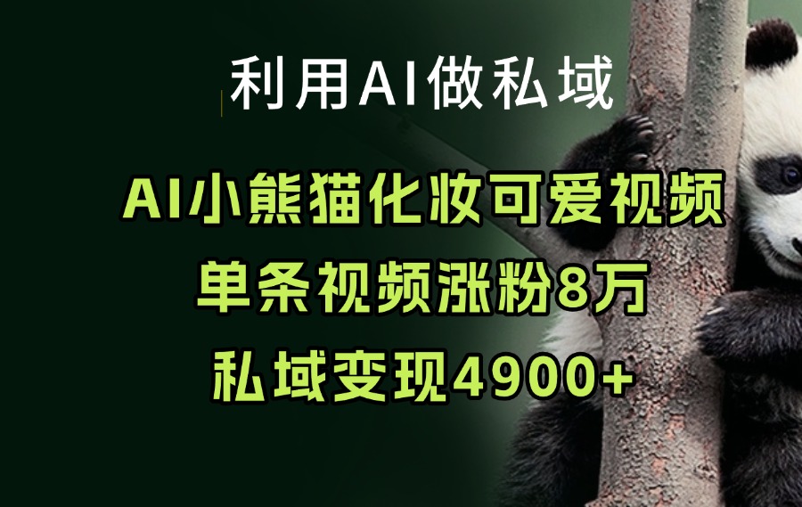 利用AI做私域:AI小熊猫化妆可爱视频,单条视频涨粉8万私域变现4900+-亮剑学堂