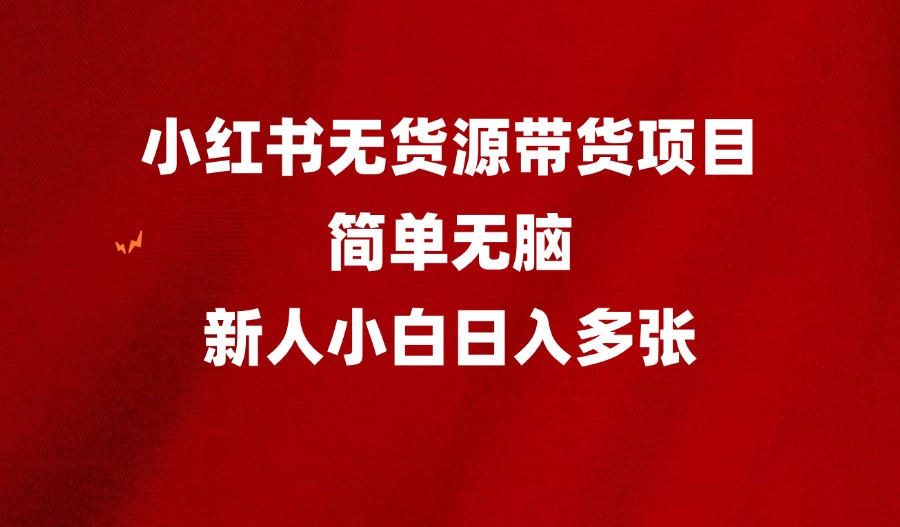 小红书无货源带货项目,简单无脑,新人小白日入多张-亮剑学堂