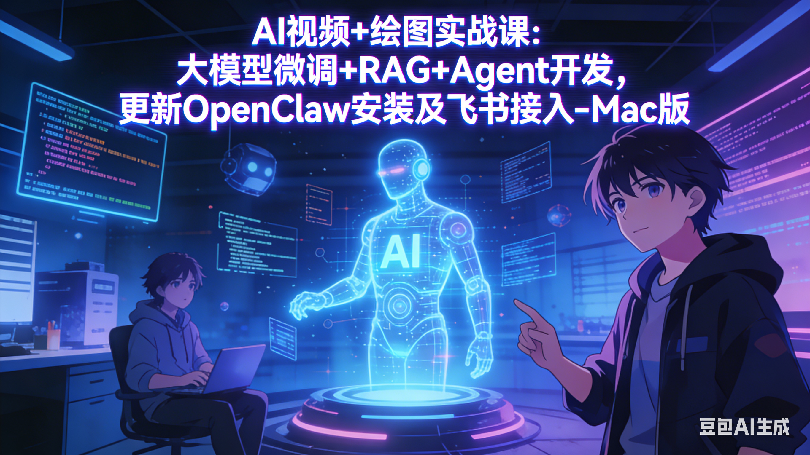 AI视频+绘图实战课:大模型微调+RAG+Agent开发,更新OpenClaw安装及飞书接入-Mac版-亮剑学堂