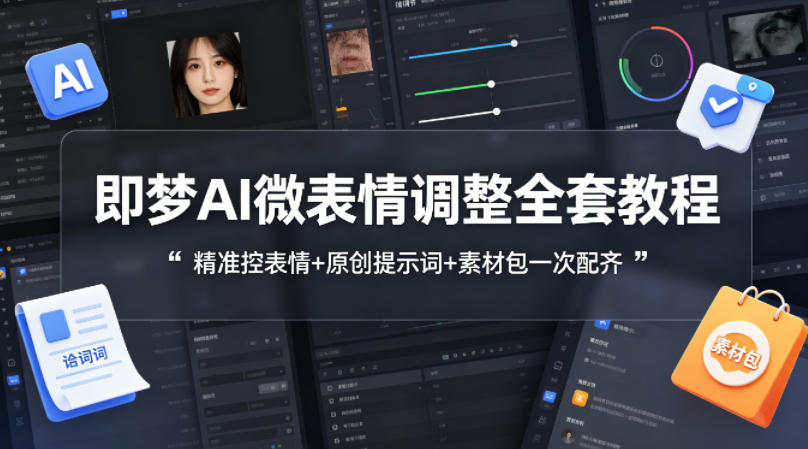 即梦AI微表情调整全套教程，精准控表情+原创提示词+素材包一次配齐-亮剑学堂