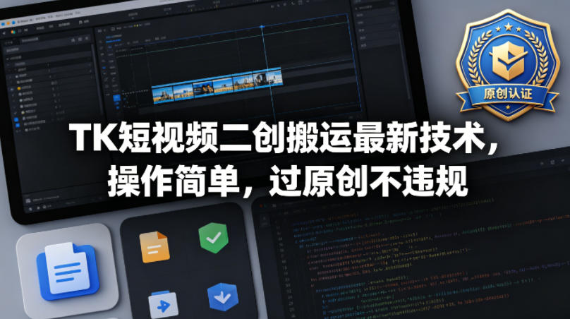 TK短视频二创搬运最新技术，操作简单，过原创不违规-亮剑学堂