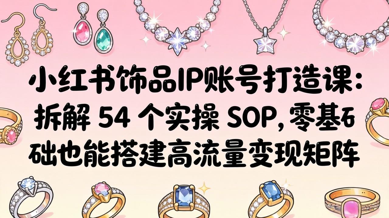 小红书饰品IP账号打造课：拆解 54 个实操 SOP，零基础也能搭建高流量变现矩阵-亮剑学堂