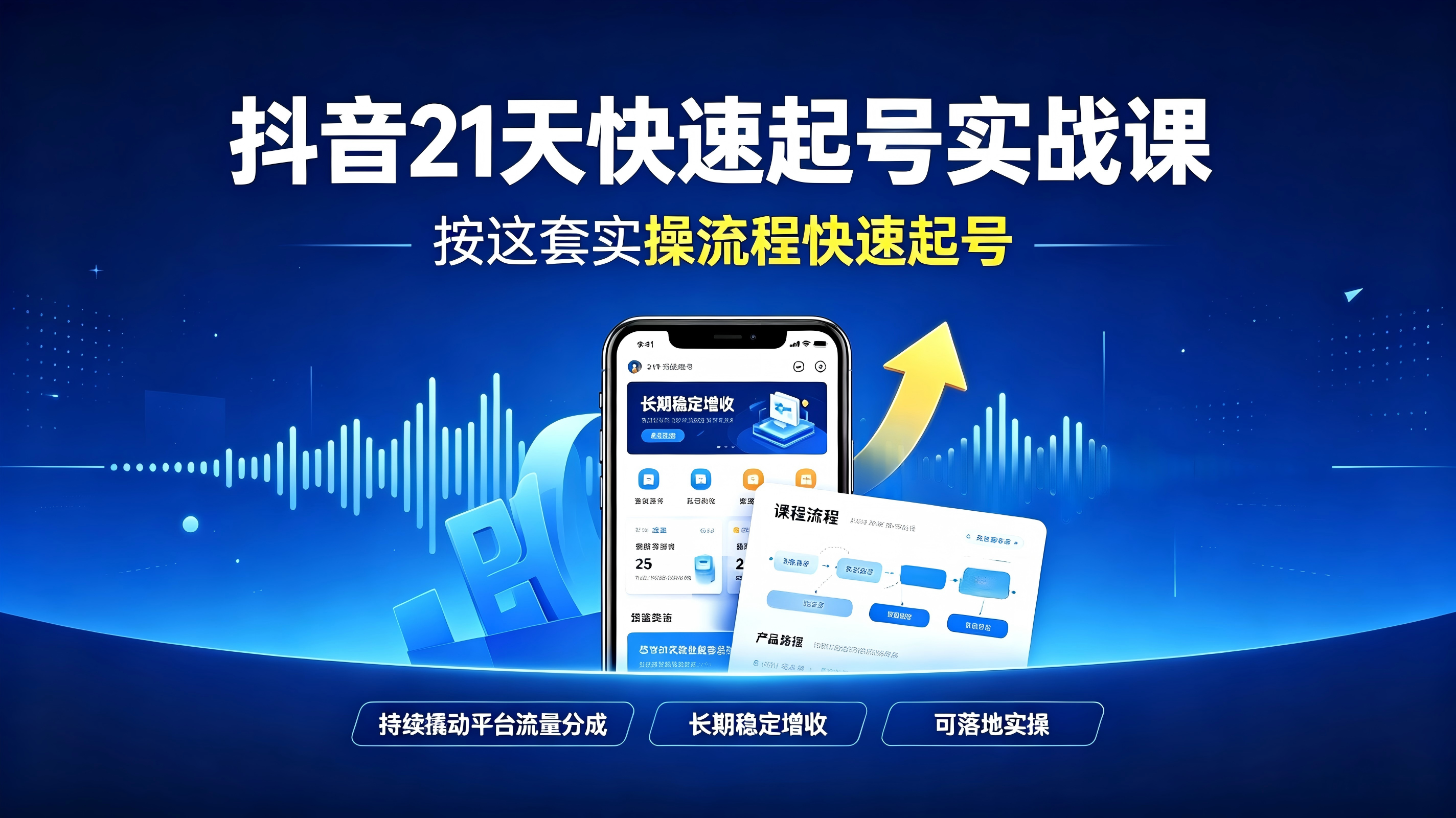 抖音21天快速起号实战课,按这套实操流程快速起号,持续撬动平台流量分成,实现长期稳定增收-亮剑学堂