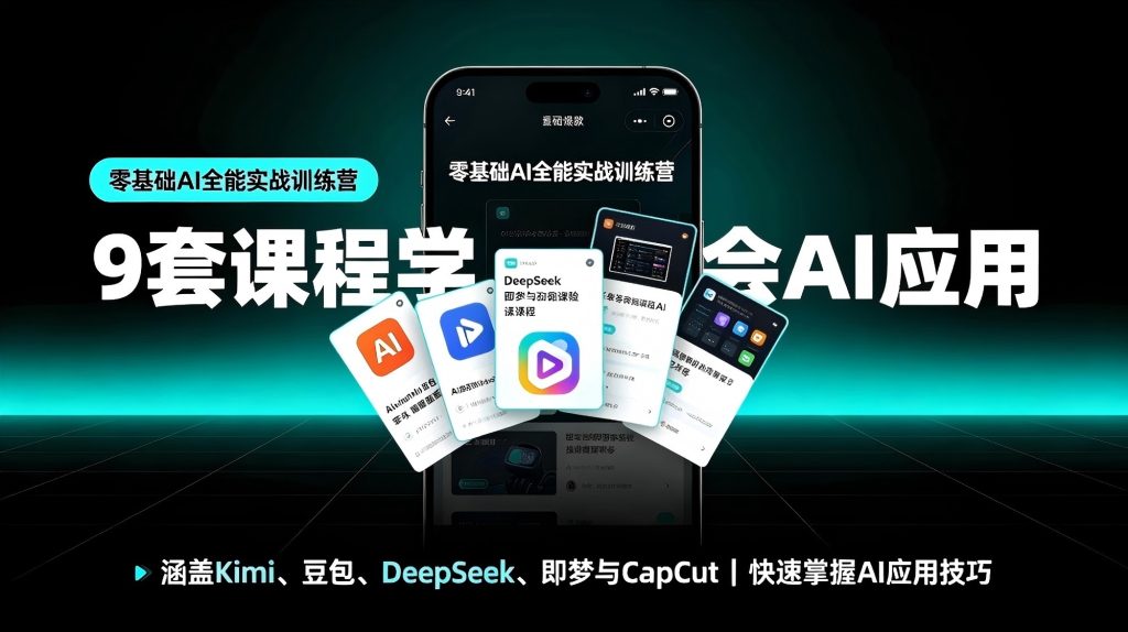 零基础AI全能实战训练营:9套课程涵盖Kimi、豆包、DeepSeek、即梦与CapCut,快速掌握AI应用技巧-亮剑学堂