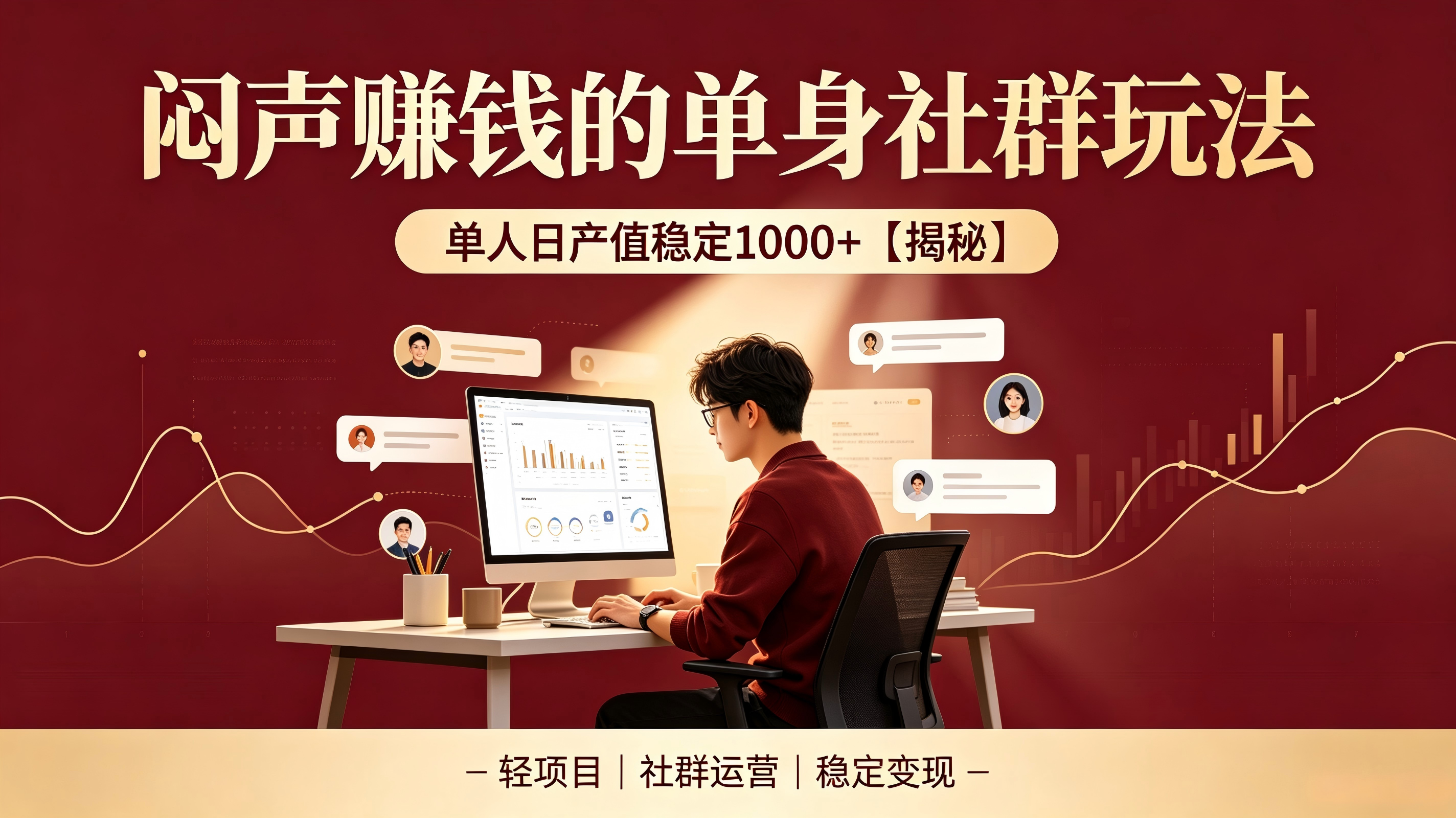 闷声赚钱的单身社群玩法,单人日产值稳定1000+-亮剑学堂