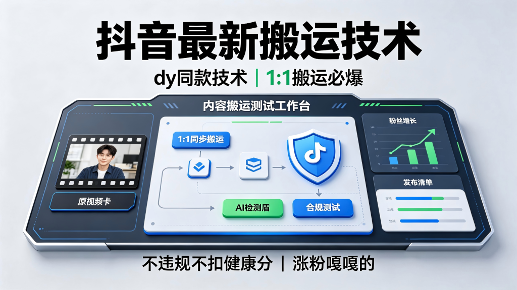 抖音1:1搬运技术详解：不违规不扣健康分，快速涨粉实操指南-亮剑学堂