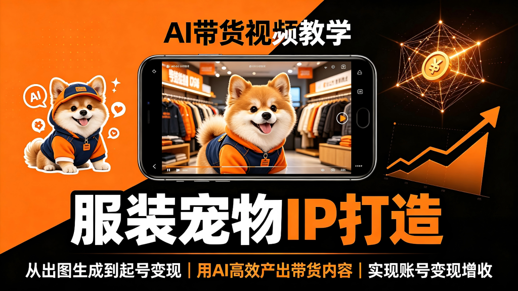 AI带货视频教学：服装与宠物IP打造，从AI出图到起号变现全流程-亮剑学堂