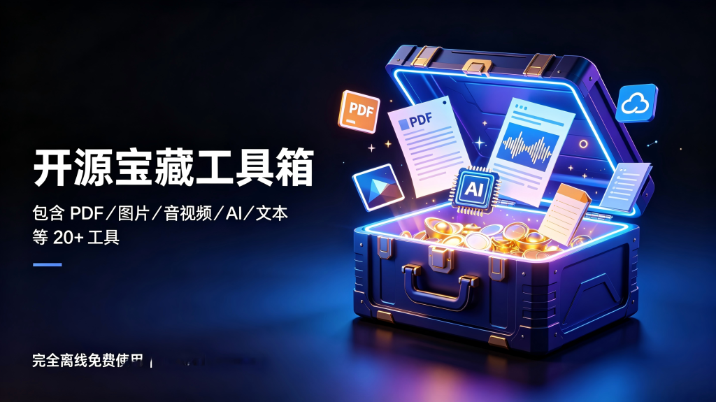 开源宝藏工具箱了！包含 PDF/图片/音视频/AI/文本 等 20+ 工具，完全离线免费使用 Toolknit Desktop-亮剑学堂