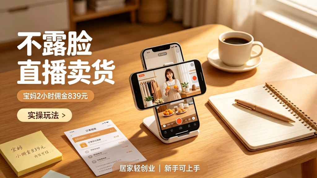 图片[1]-不露脸直播卖货：宝妈2小时佣金839元的实操玩法-亮剑学堂