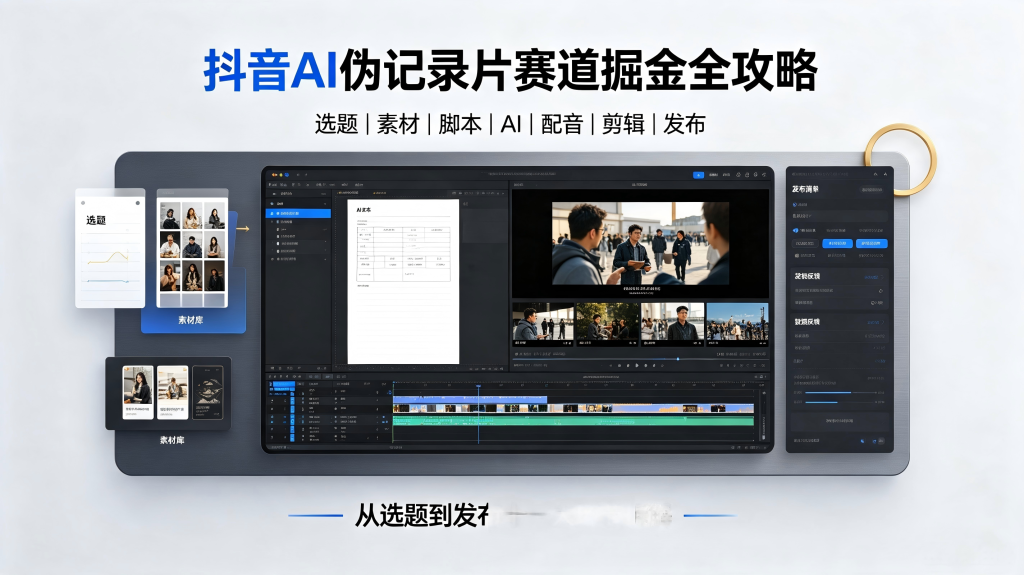抖音AI伪记录片赛道掘金全攻略:从选题到发布十一大环节拆解-亮剑学堂
